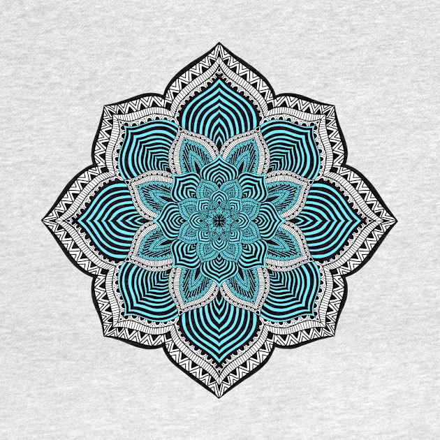 Teal and White Mandala by SoozieWray